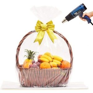 10 pcs 32 x 40 inch, Christmas Basket Cellophane Shrink Bags‎ Crystal Clear NEW